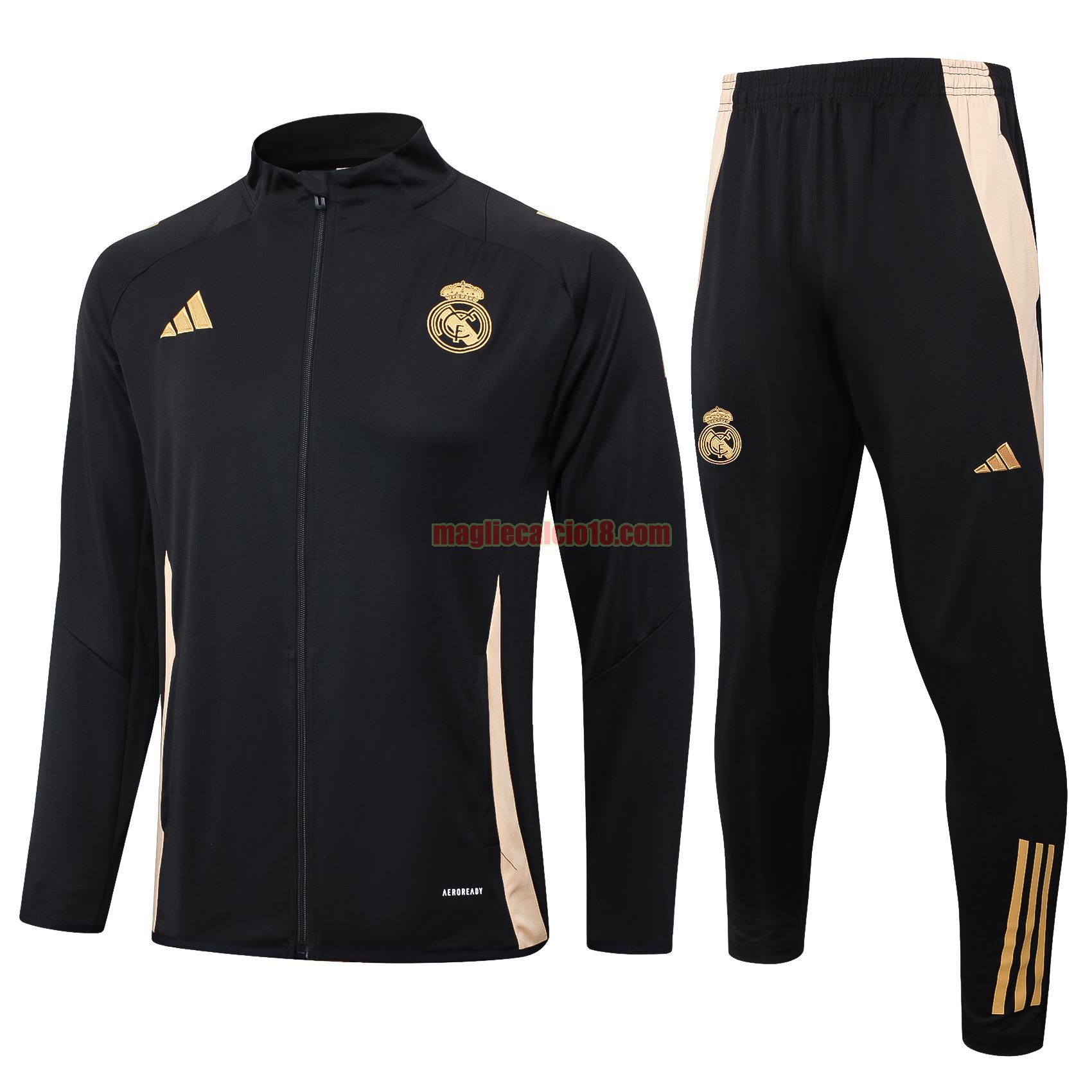 tuta sportiva real madrid 2024 25 long zipper bianco completo