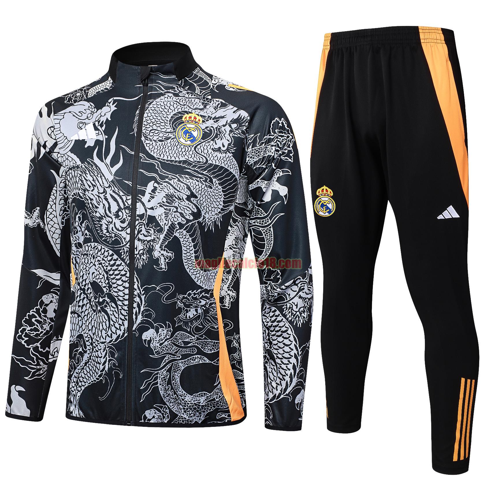 tuta sportiva real madrid 24 25 long zipper bianco completo