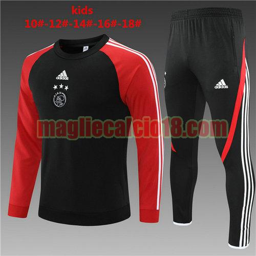 tuta sportiva round neck ajax 2022-2023 bambino nero