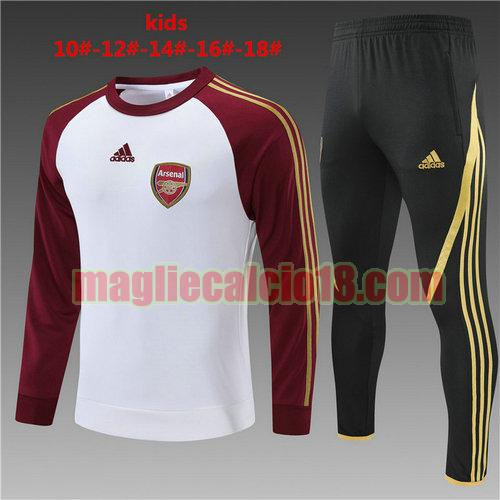 tuta sportiva round neck arsenal 2022-2023 bambino bianco