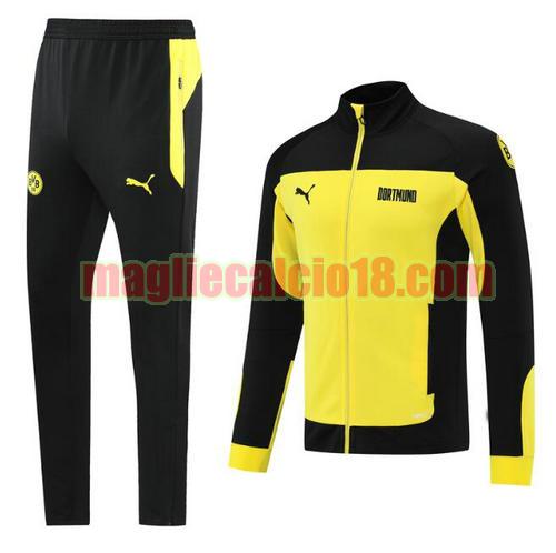 tuta sportiva scollo alto borussia dortmund 2021-2022 nero giallo cerniera lunga