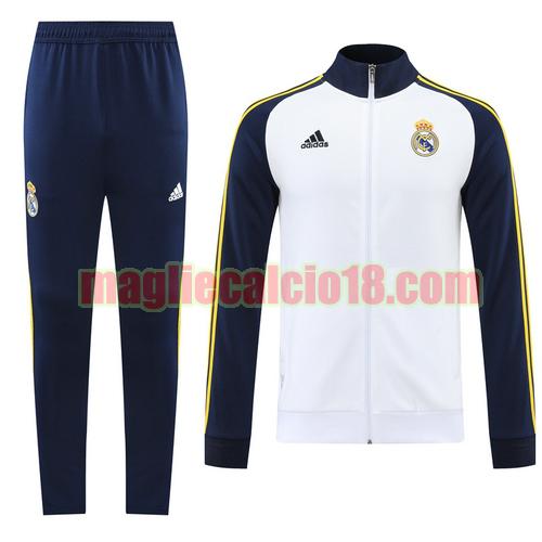 tuta sportiva scollo alto con zip intera real madrid 2022-2023 bianco