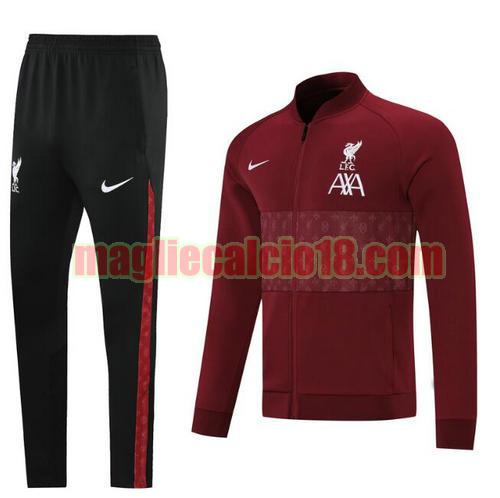 tuta sportiva scollo alto liverpool 2021-2022 rosso cerniera lunga