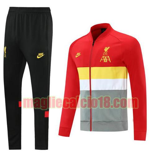 tuta sportiva scollo alto liverpool 2021-2022 rosso giallo bianco cerniera lunga