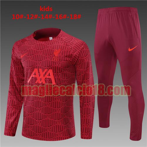 tuta sportiva scollo alto liverpool 2022-2023 poco prezzo bambino nero rosso scuro
