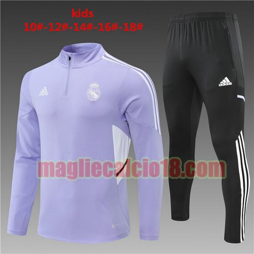tuta sportiva scollo alto mezza cerniera real madrid 2022-2023 poco prezzo bambino viola