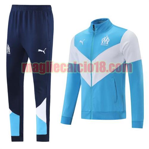 tuta sportiva scollo alto olympique marsiglia 2021-22 celeste e bianco classico