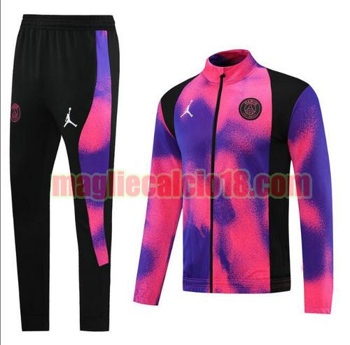 tuta sportiva scollo alto paris saint germain 2021-2022 edizione speciale rosa viola cerniera lunga