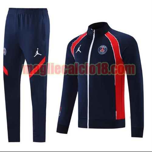 tuta sportiva scollo alto paris saint germain 2021-22 stampa royal blue e rossa