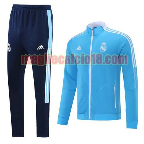 tuta sportiva scollo alto real madrid 2021-2022 blu cerniera lunga