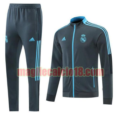 tuta sportiva scollo alto real madrid 2021-2022 nero blu) cerniera lunga
